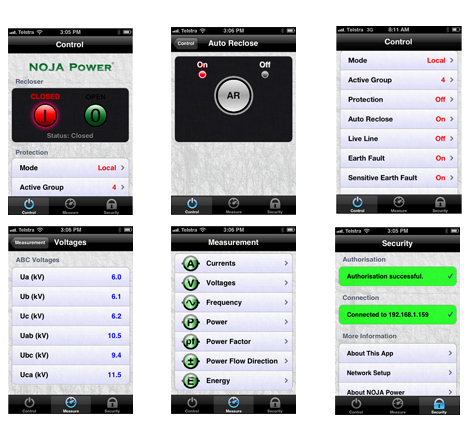 NOJA Power recloser app iphone ipad screenshot